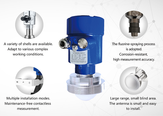 Good price 80GHz Mức độ radar Nhiệt độ quá trình phát -40 ~ + 260 °C và áp suất quá trình -0.1 ~ 2.0MPa và dây chuyền kết nối dây chuyền và kẹp với IP67 trực tuyến